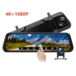 10 inch 4k+1080p drive recorder car rearview mirror dash cam front and rear with dual lens wifi gps parking monitor night vision